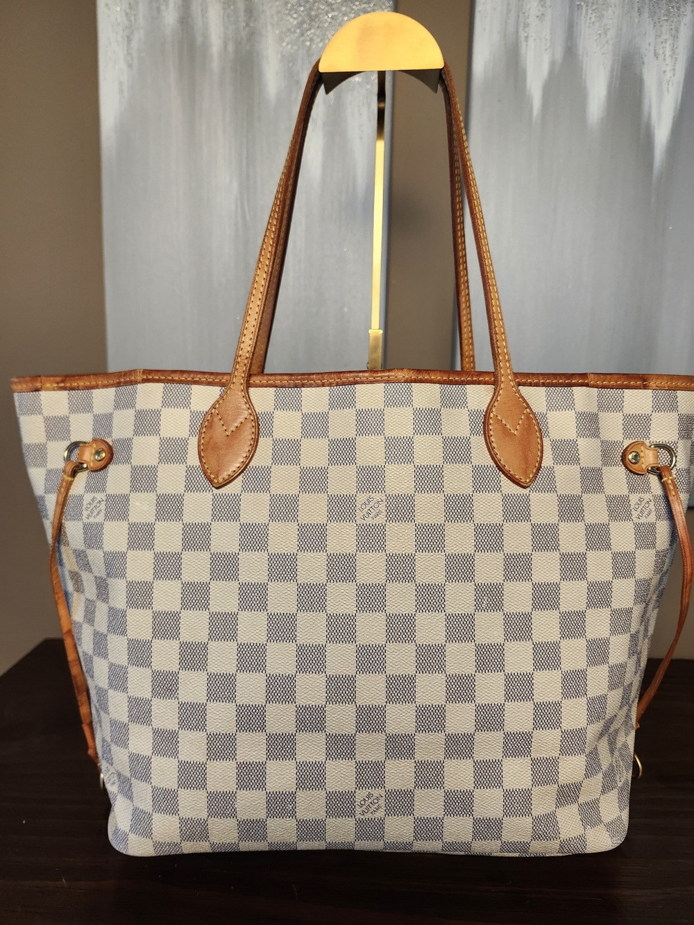 Louis Vuitton Neverfull MM Tote in Damier Azur Monogram Print